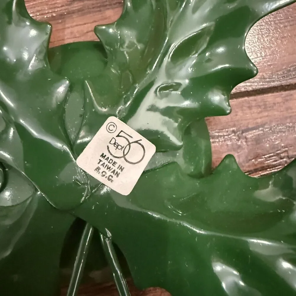 Department 56 Metal Candle Holder Holly Berries 6in Christmas Holiday Green, G4